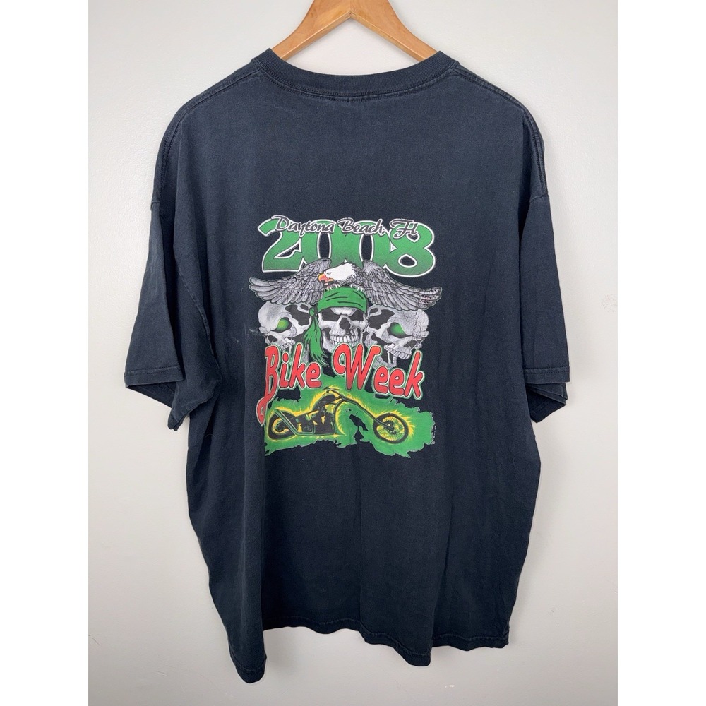 Daytona Beach Bike Week T Shirt Adult 2XL Black 2008 Motorcycle Biker Y2K USA